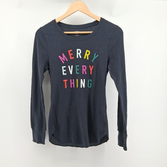 Old Navy Tops - Old Navy Merry Everything Waffle Knit Long Sleeve Holiday Tee Womens Medium Cozy
